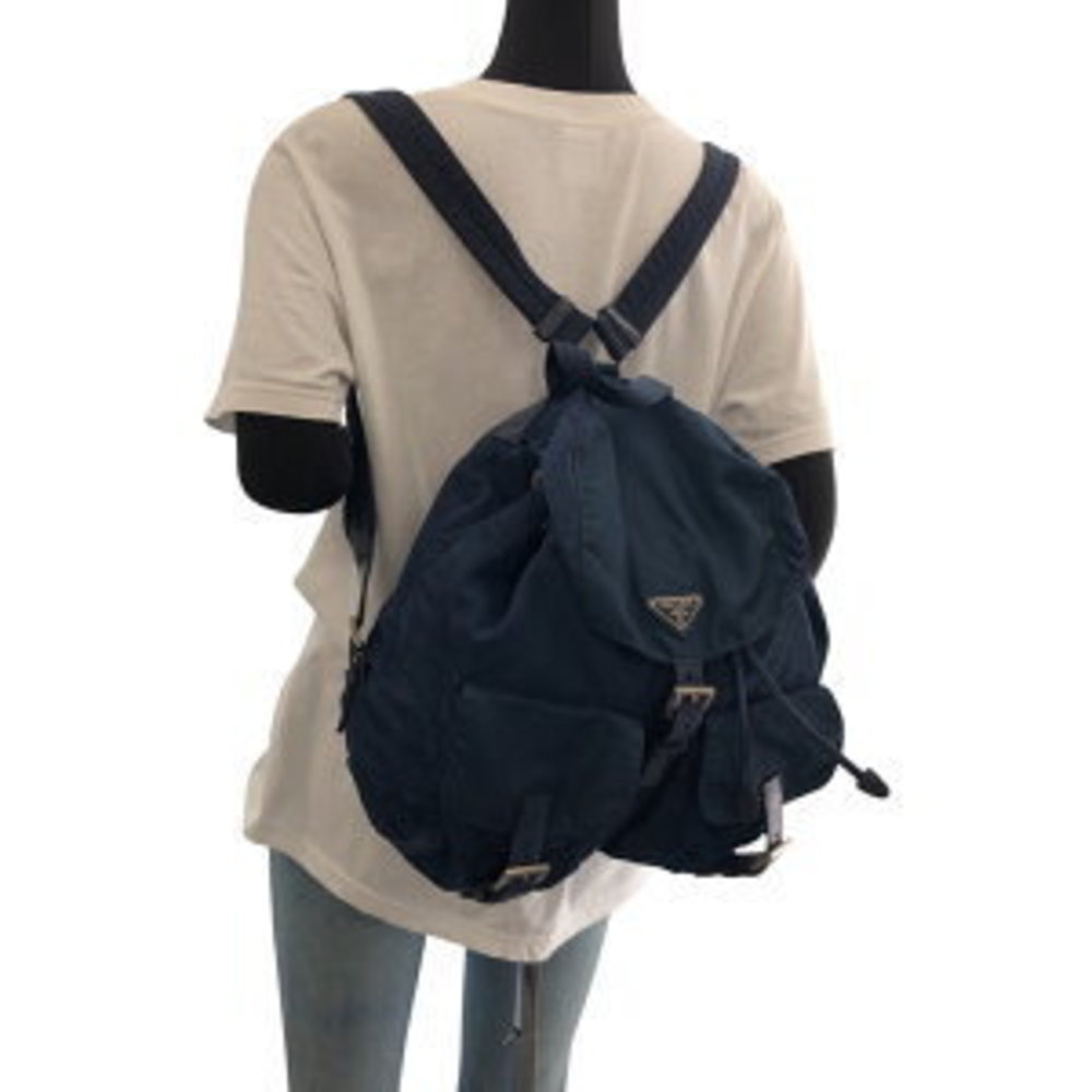 Prada Backpack Triangular Tessuto Blue Nylon - image 6